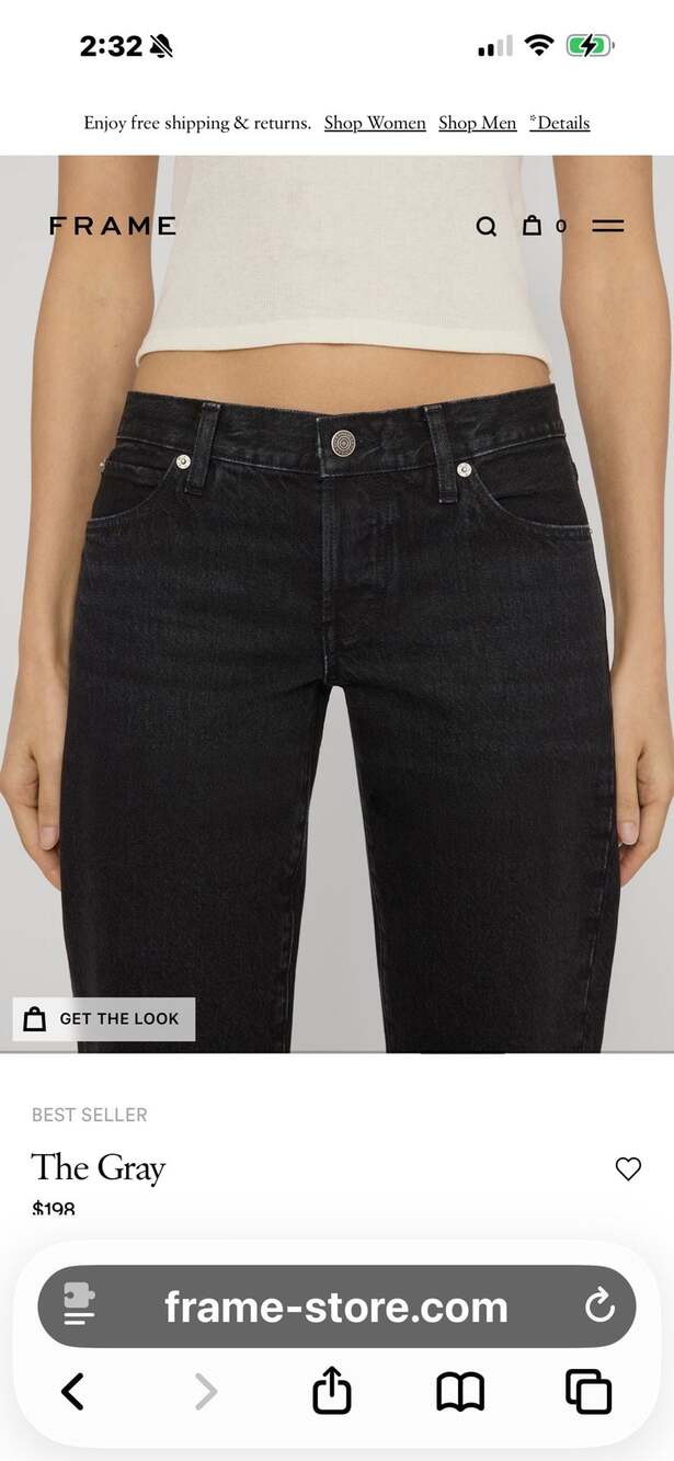 FRAME The Gray Low Rise Wide-Leg Denim Jeans in Astral